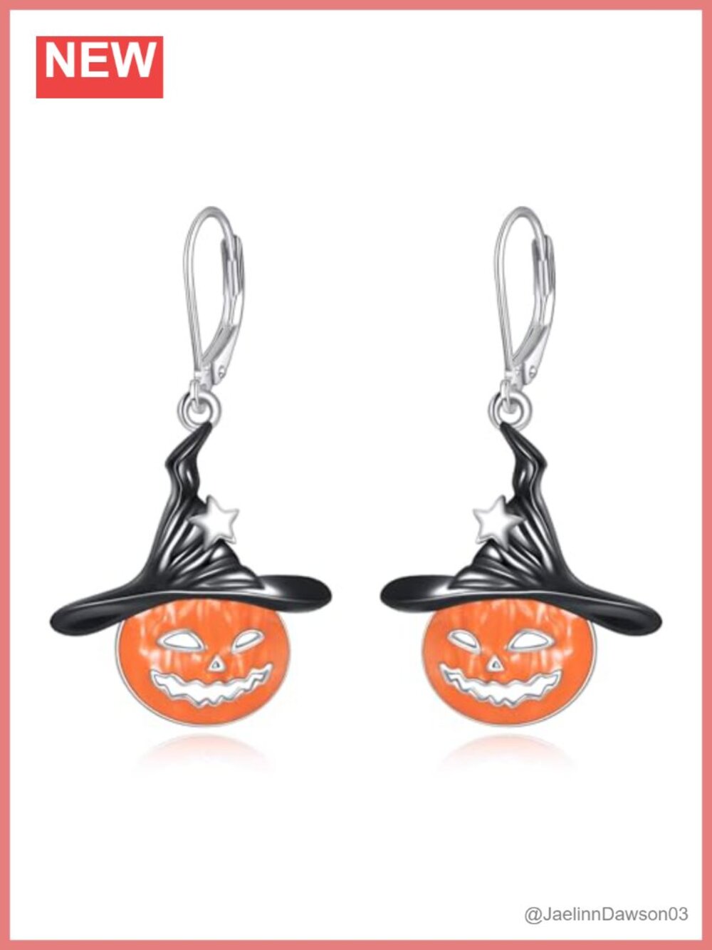 Pumpkin Witch Halloween Drop Dangle Earrings 925 Sterling Silver